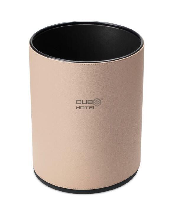 Papeleira Dupla Pele Sintetica Bege de 10L Alta Qualidade